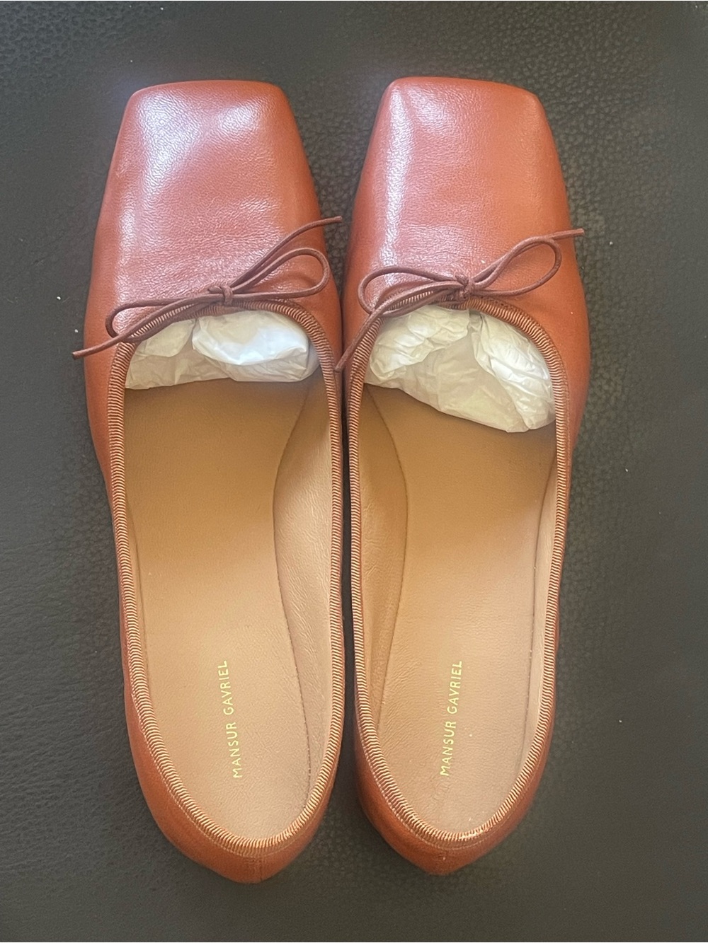 Brand New, Mansur Gavriel Maple Leather Square-Toe Ballet Flats, Size 37.5 - Picture 3 of 10